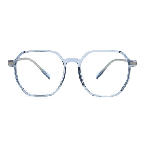These geometric blue frames are perfect for anyone who wants to stand out with a bold yet sophisticated style.