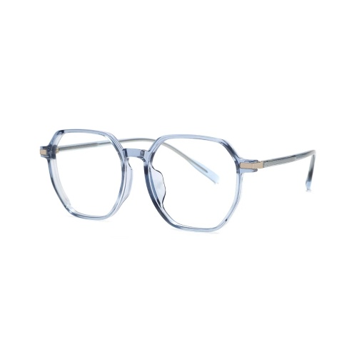 These geometric blue frames are perfect for anyone who wants to stand out with a bold yet sophisticated style.