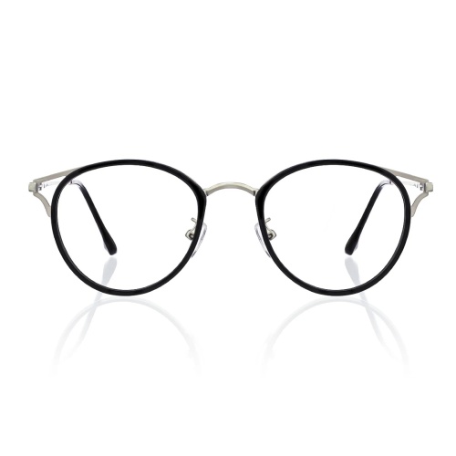 Love the sleek vibe of this black semi-rimless rectangular frame!