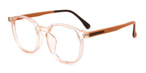 Wherelight Full Frame Transparent Orange Square Eyeglasses Plastic Classic Women Eyewear