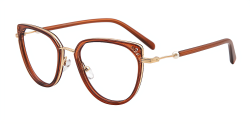 Brown Cateye Gorgeous Full-rim Mix & Match Large Glasses for female from Wherelight