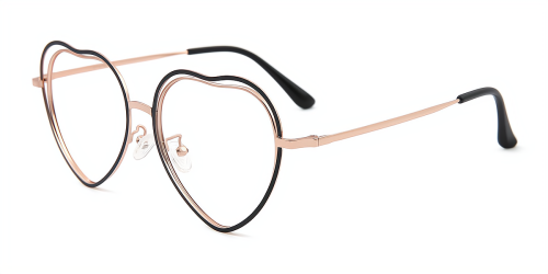 Wherelight Rose red/Gold Heart Shape Eyeglasses