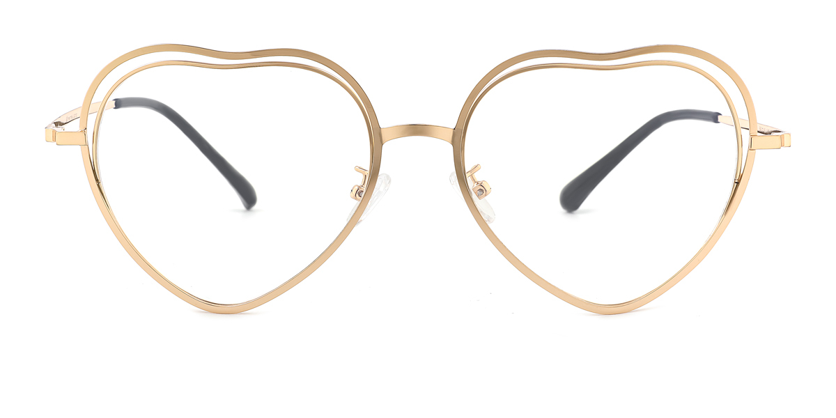 Gold Heart Shaped Prescription Glasses Heart Shape RX Eyeglasses