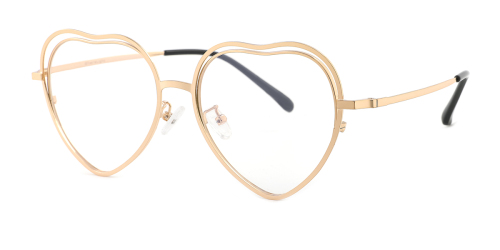 Wherelight Rose red/Gold Heart Shape Eyeglasses