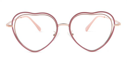 Wherelight Rose red/Gold Heart Shape Eyeglasses