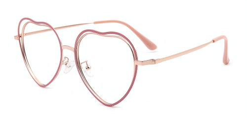 Wherelight Rose red/Gold Heart Shape Eyeglasses