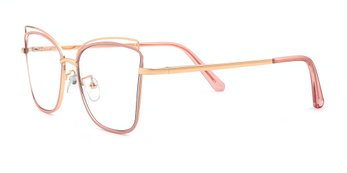 Pink Cateye Gorgeous Unique Full-rim Metal Large Glasses for female from Wherelight